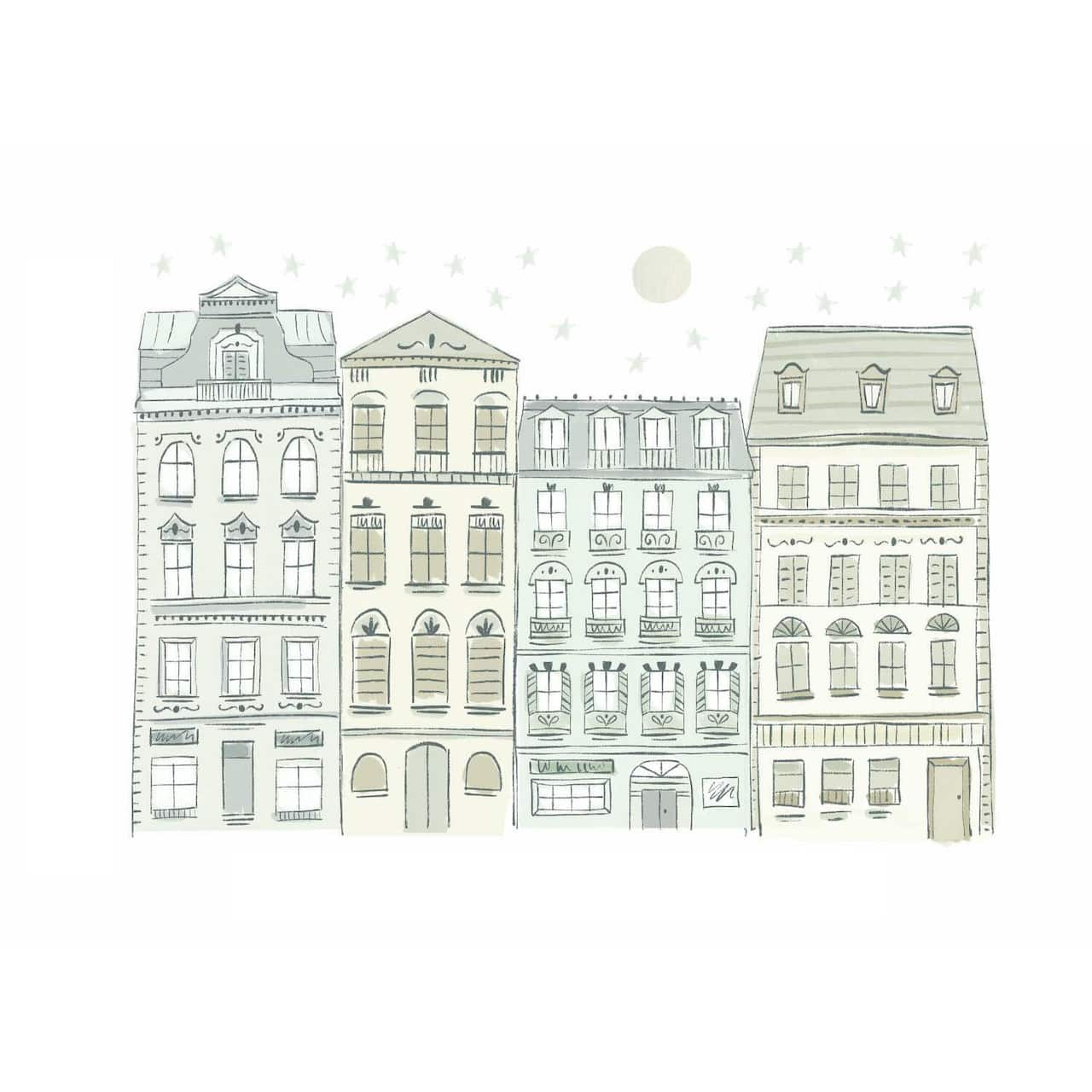 RoomMates Illustrated Townhouses Peel & Stick Giant Decals